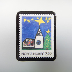 ノルウェー　クリスマス切手ブローチ1860 1枚目の画像