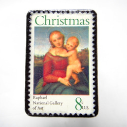 アメリカ1973年「クリスマス切手」ブローチ③ 2枚目の画像