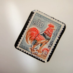 フランス1962年「鶏」切手ブローチ2095 2枚目の画像