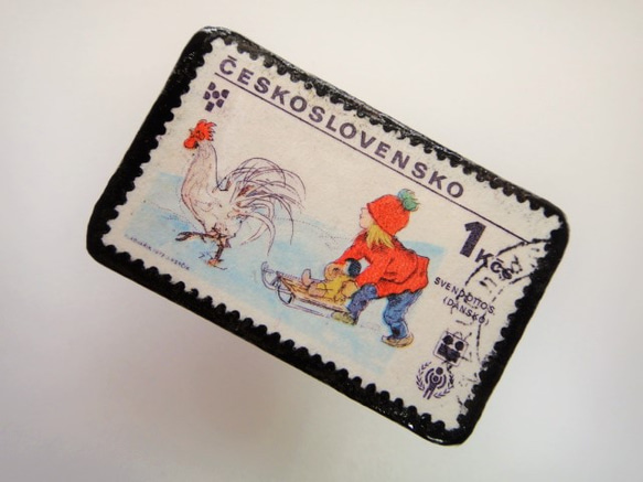 チェコスロバキア　切手ブローチ2114 2枚目の画像