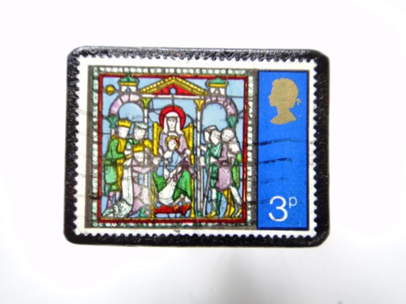 イギリス「クリスマス切手」ブローチ⑦ 2枚目の画像