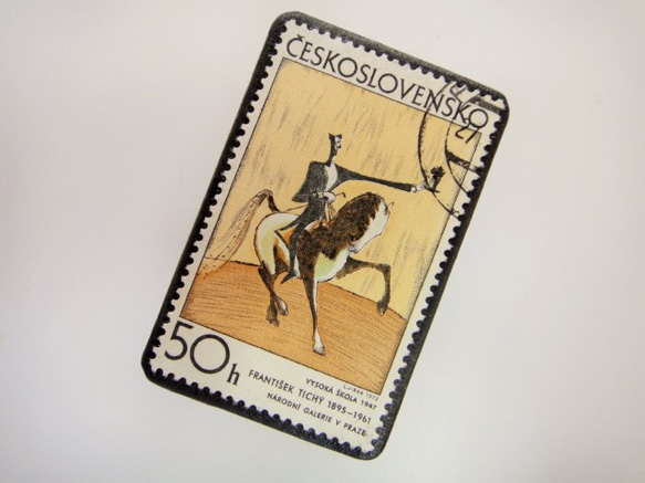 チェコスロバキア　切手ブローチ　2847 2枚目の画像