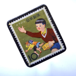 日本「子供の行事」 切手ブローチ　283 2枚目の画像