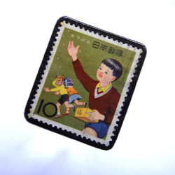日本「子供の行事」 切手ブローチ　283 3枚目の画像