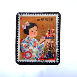 日本「子供の行事」 切手ブローチ　284 1枚目の画像