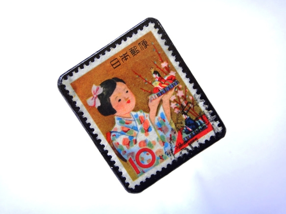日本「子供の行事」 切手ブローチ　284 2枚目の画像