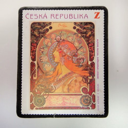 チェコ共和国 ミュシャ切手ブローチ　2918 1枚目の画像