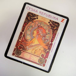 チェコ共和国 ミュシャ切手ブローチ　2918 2枚目の画像