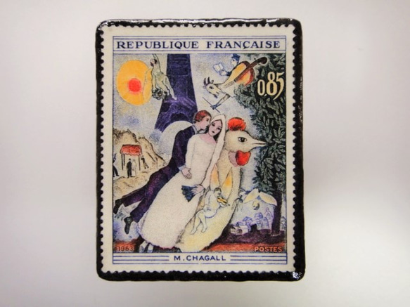 フランス　美術切手ブローチ 2935 2枚目の画像