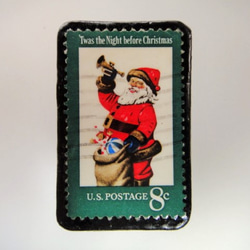 アップサイクル　クリスマス切手ブローチ 2974 1枚目の画像