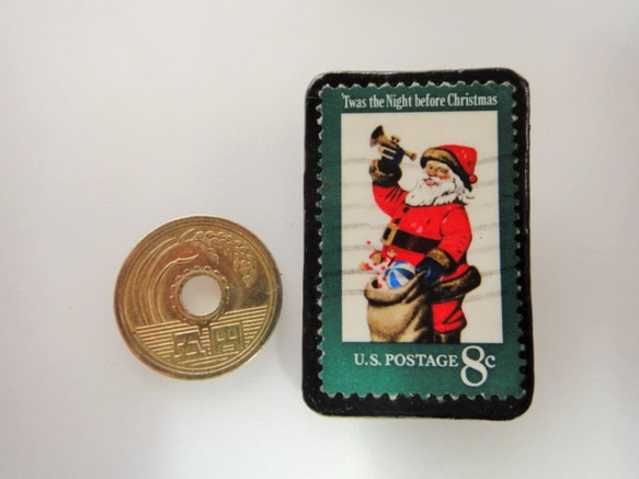 アップサイクル　クリスマス切手ブローチ 2974 3枚目の画像