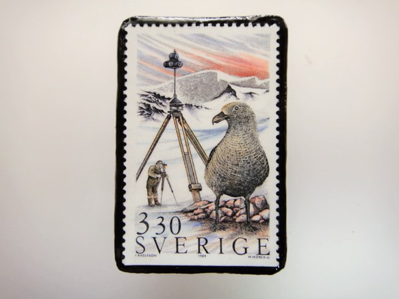 スウェーデン　切手ブローチ　3027 1枚目の画像