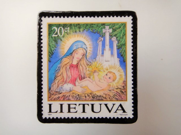 拉脫維亞聖誕郵票胸針3097 第1張的照片