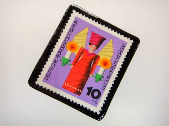 ドイツ　クリスマス切手ブローチ 3102 2枚目の画像