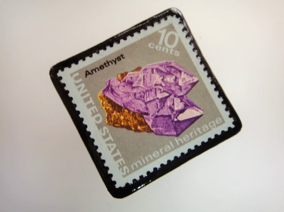 アメリカ　鉱物切手ブローチ 3109 2枚目の画像