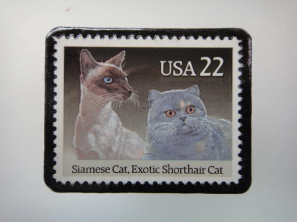 アメリカ　猫切手ブローチ 3114 1枚目の画像
