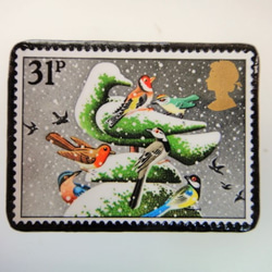 イギリス　クリスマス切手ブローチ3158 1枚目の画像