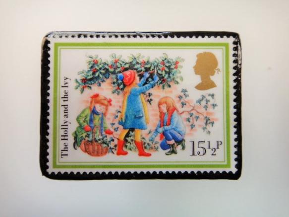 イギリス　クリスマス切手ブローチ3175 1枚目の画像
