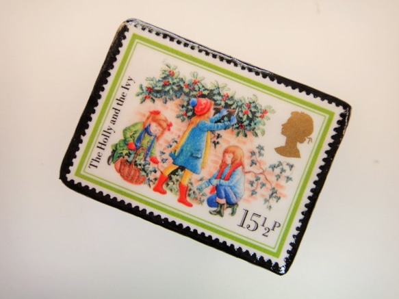 イギリス　クリスマス切手ブローチ3175 2枚目の画像