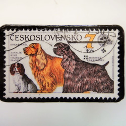 チェコスロバキア　犬種切手ブローチ 3206 1枚目の画像