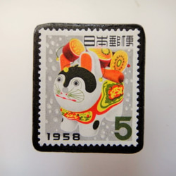 日本1958犬張彥郵票胸針3219 第1張的照片