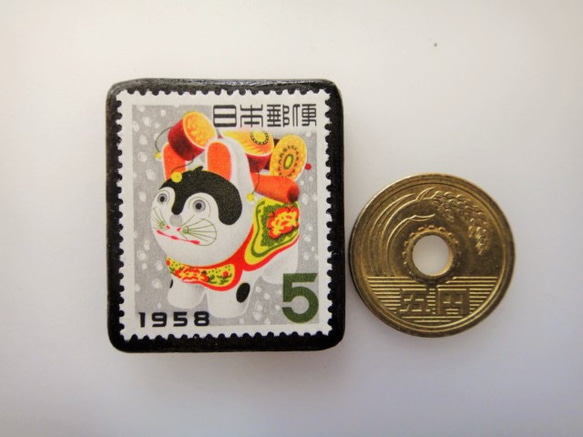 日本1958犬張彥郵票胸針3219 第3張的照片