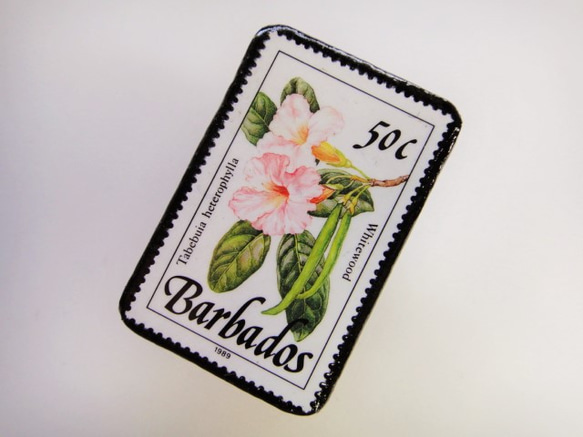 バルバドス　花切手ブローチ3316 2枚目の画像