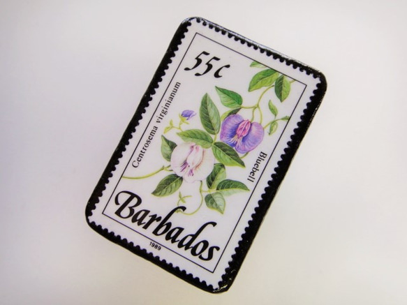 バルバドス　花切手ブローチ3317 2枚目の画像