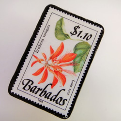 バルバドス　花切手ブローチ3322 2枚目の画像
