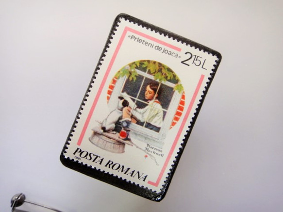 ルーマニア　切手ブローチ3375 2枚目の画像