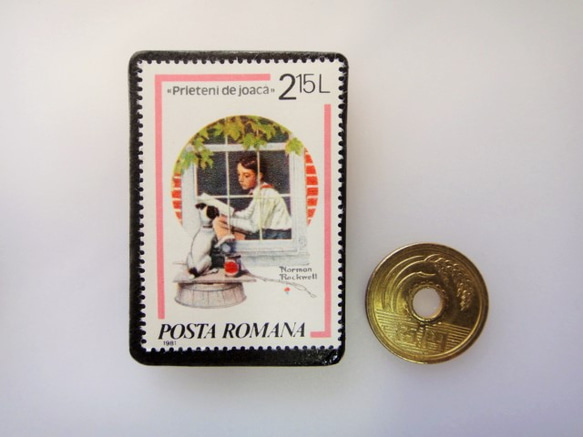 ルーマニア　切手ブローチ3375 3枚目の画像