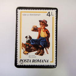 ルーマニア　切手ブローチ3377 1枚目の画像