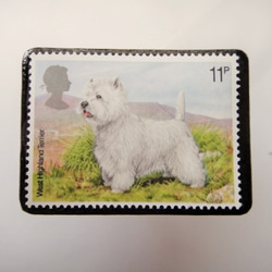 イギリス　犬　切手ブローチ3417 1枚目の画像