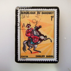 ダホメ共和国　馬切手ブローチ3484 1枚目の画像