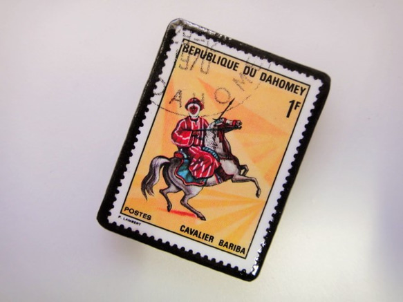 ダホメ共和国　馬切手ブローチ3484 2枚目の画像