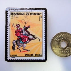 ダホメ共和国　馬切手ブローチ3484 3枚目の画像