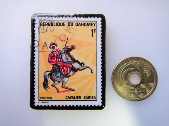 ダホメ共和国　馬切手ブローチ3484 3枚目の画像