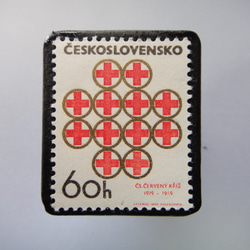 チェコスロバキア　切手ブローチ3594 1枚目の画像