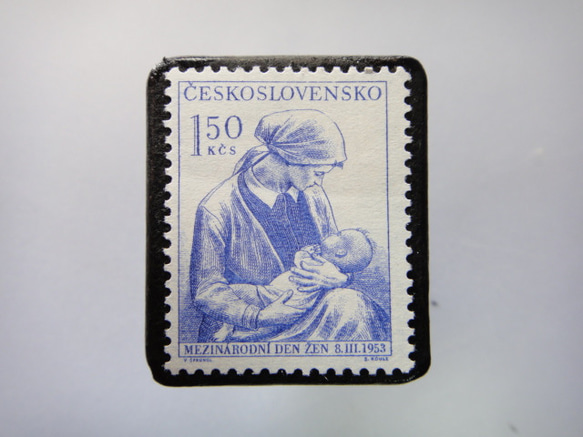 チェコスロバキア　切手ブローチ3596 1枚目の画像