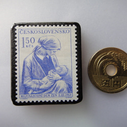 チェコスロバキア　切手ブローチ3596 3枚目の画像