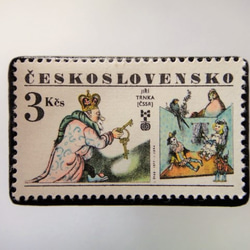 チェコスロバキア　切手ブローチ3611 1枚目の画像