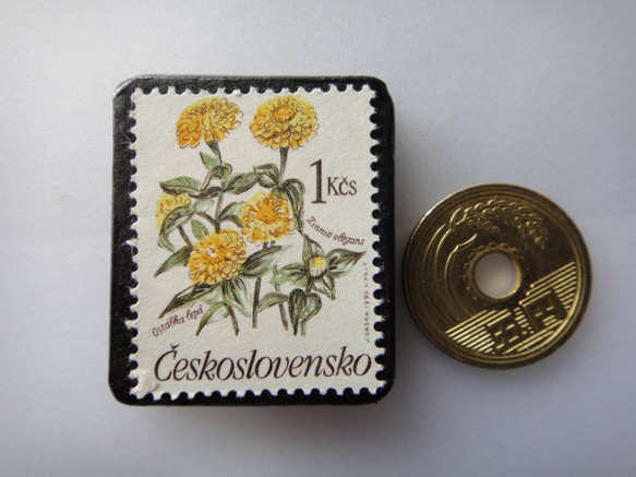 チェコスロバキア　切手ブローチ3637 3枚目の画像