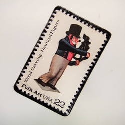 美國木雕娃娃郵票胸針3696 第2張的照片