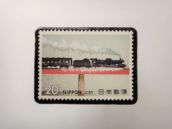日本　 鉄道切手ブローチ 3956 1枚目の画像