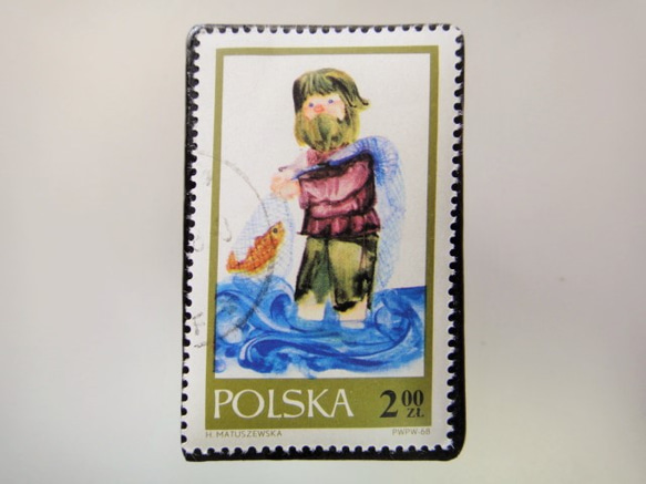 ポーランド 　童話切手ブローチ 3959 1枚目の画像