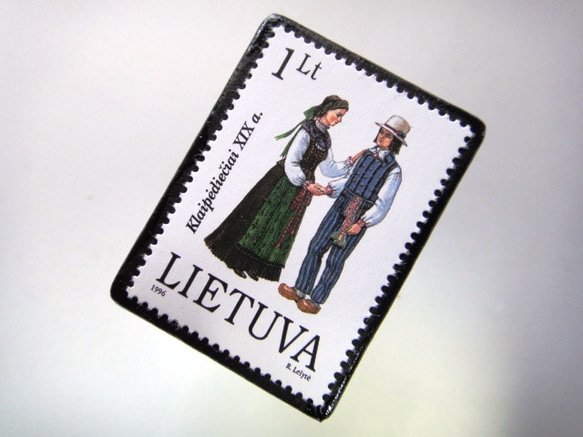 拉脫維亞民間服裝郵票胸針3998 第2張的照片