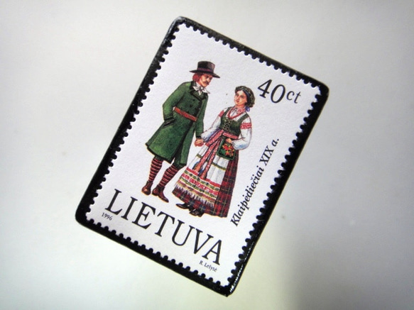 拉脫維亞民間服裝郵票胸針3999 第2張的照片