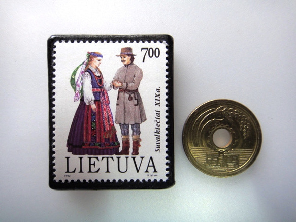 拉脫維亞民間服裝郵票胸針4002 第3張的照片