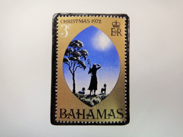 バハマ　クリスマス切手ブローチ4084 1枚目の画像