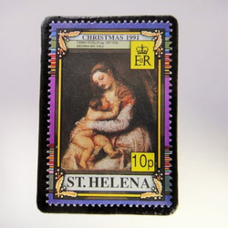 セントヘレナ　クリスマス切手ブローチ 4242 1枚目の画像